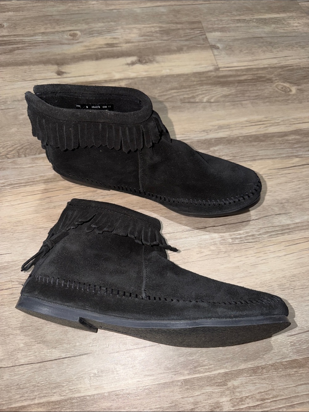 Minnetonka Black Suede Fringe Chukka Boots for Women